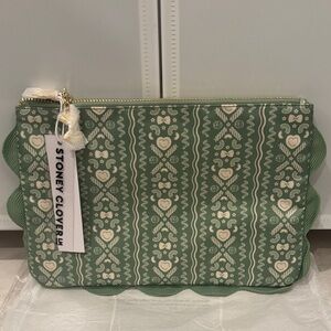 NWT Stoney Clover Lane Discontinued Al Dente Print Flat Pouch w/ Farfalle Charm